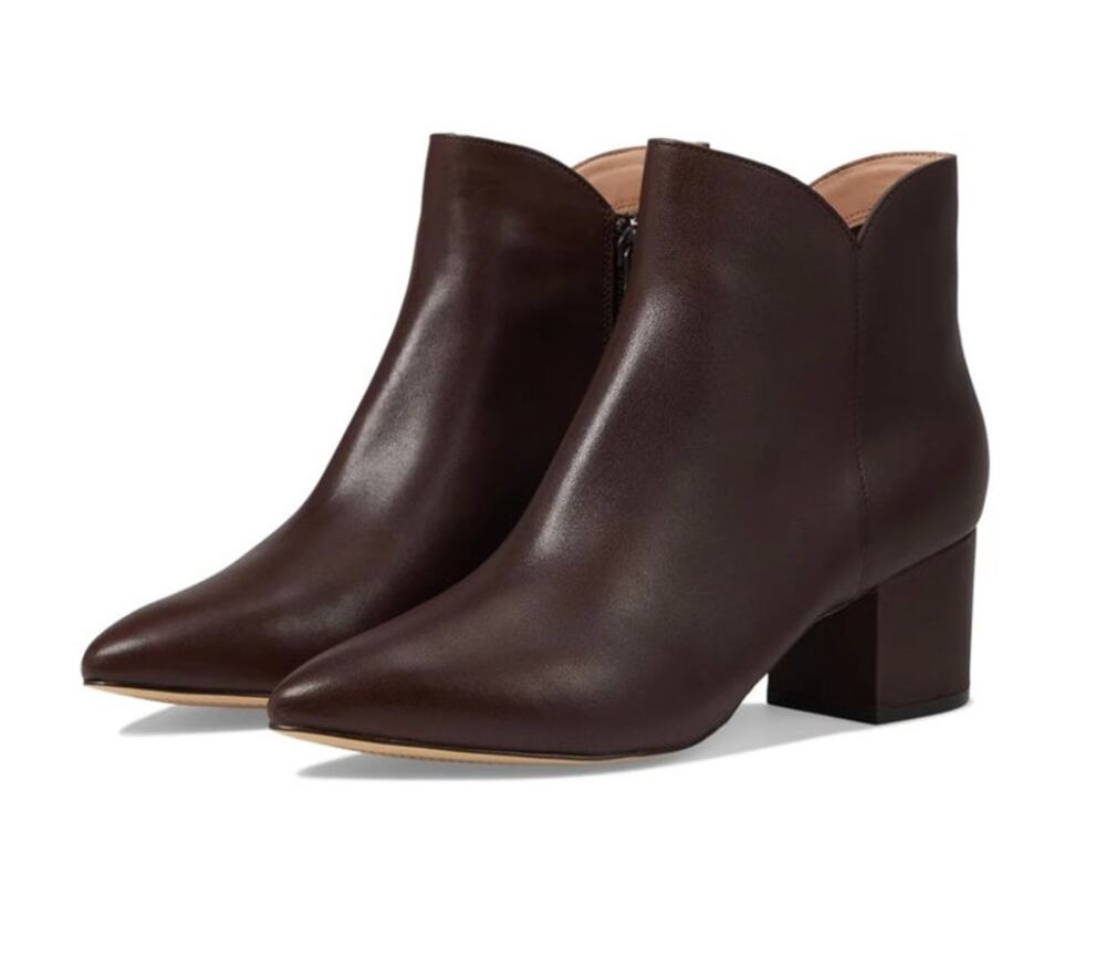 Cole Haan Women's Elyse Bootie 60 MM Brown Sleek Leather Size 9 NIB Pointed Toe